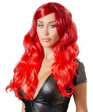 Wig red wavy long