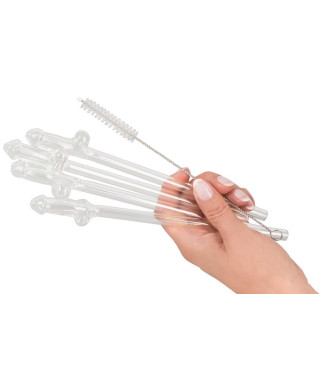 Glass Drinking Straw Willy x 4