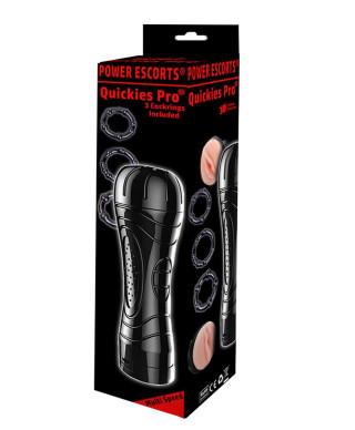 Quickes Pro - Vibrating masturbator 3 pack cockring