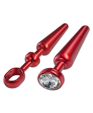 MALESATION Alu-Plug with handle crystal medium red