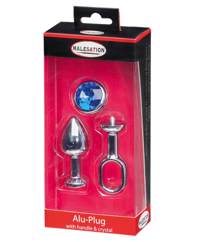 MALESATION Alu-Plug with handle crystal small chrome