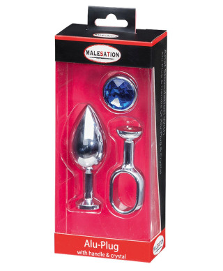 MALESATION Alu-Plug with handle crystal large chrome