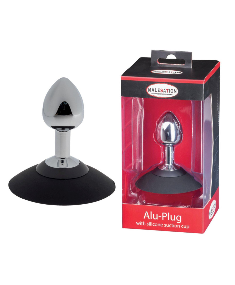 MALESATION Alu-Plug with suction cup small chrome