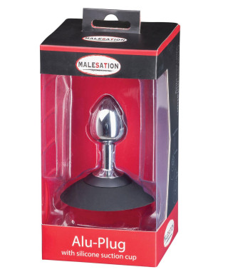 MALESATION Alu-Plug with suction cup small chrome