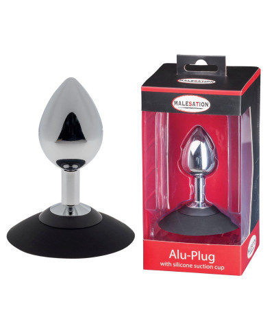 MALESATION Alu-Plug with suction cup medium chrome