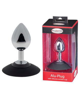 MALESATION Alu-Plug with suction cup medium chrome