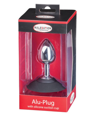MALESATION Alu-Plug with suction cup medium chrome