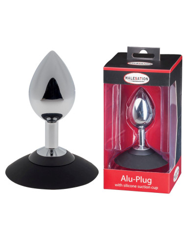 MALESATION Alu-Plug with suction cup large chrome