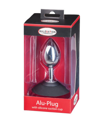 MALESATION Alu-Plug with suction cup large chrome