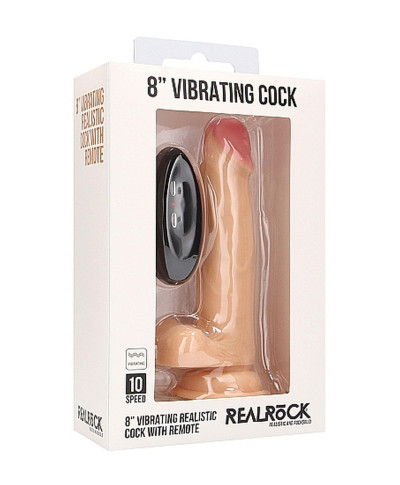 Vibrating Realistic Cock - 8 - With Scrotum - Skin