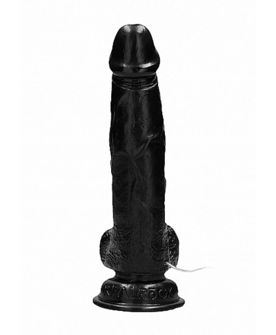 Vibrating Realistic Cock - 8 - With Scrotum - Black