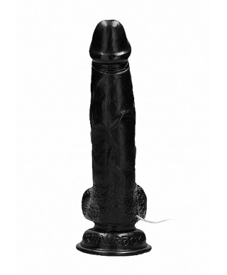 Vibrating Realistic Cock - 8 - With Scrotum - Black