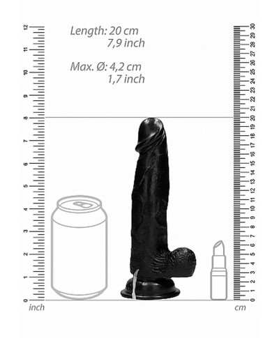 Vibrating Realistic Cock - 8 - With Scrotum - Black