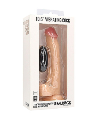 Vibrating Realistic Cock - 10 - With Scrotum - Skin