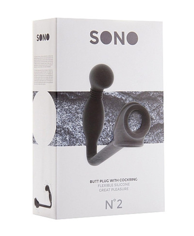 No2 - Butt Plug with Cockring - Black