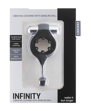 Infinity - Vibrating Cockring with Dangling Ball - Black