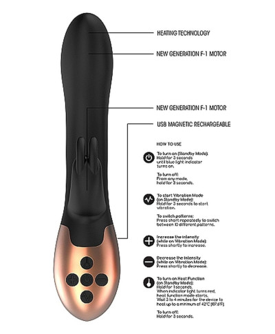 Heating Rabbit Vibrator - Opulent - Black