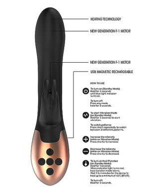 Heating Rabbit Vibrator - Opulent - Black