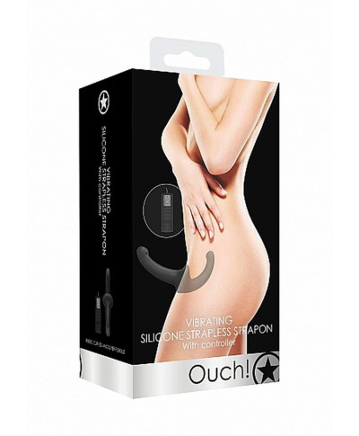 Strap-on podwójne prążkowane dildo czarne wibracja