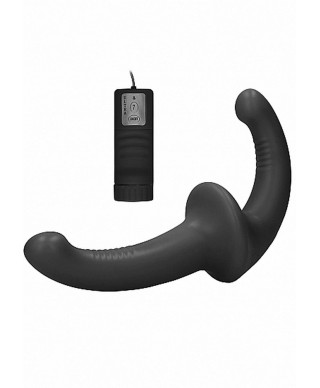 Strap-on podwójne prążkowane dildo czarne wibracja