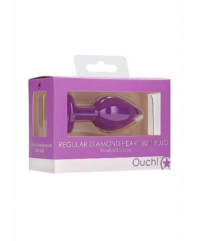 Diamond Heart Butt Plug - Regular - Purple