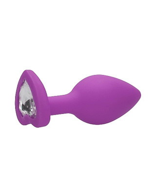 Diamond Heart Butt Plug - Regular - Purple