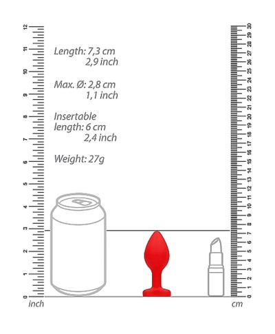 Silikonowy korek analny czerwony z diamentem 75cm