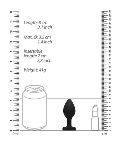 Czarny korek analny zatyczka plug z diamentem 8 cm