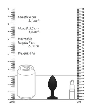 Czarny korek analny zatyczka plug z diamentem 8 cm