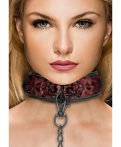 Luxury Collar with Leash - Burgundy