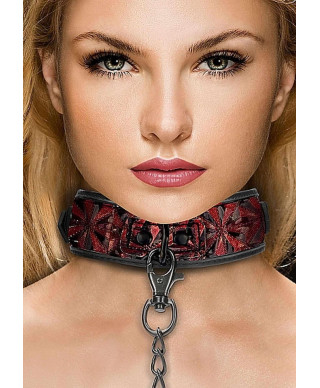 Luxury Collar with Leash - Burgundy