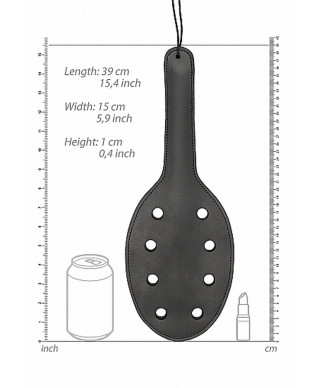 Saddle Leather Paddle With 8 Holes - Black