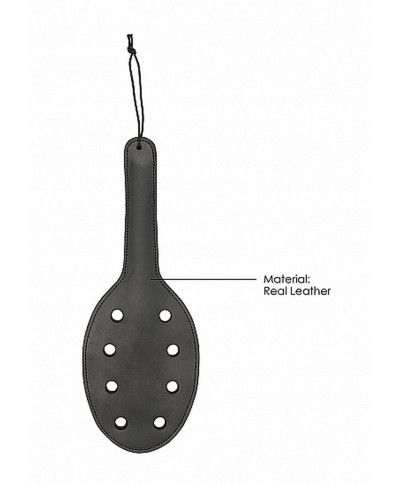 Saddle Leather Paddle With 8 Holes - Black