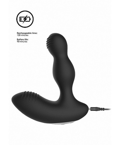 Remote Controlled E-Stim Vibrating Prostate Massager - Black