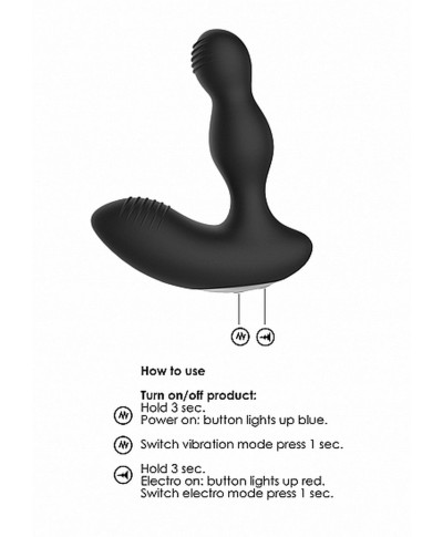 Remote Controlled E-Stim Vibrating Prostate Massager - Black