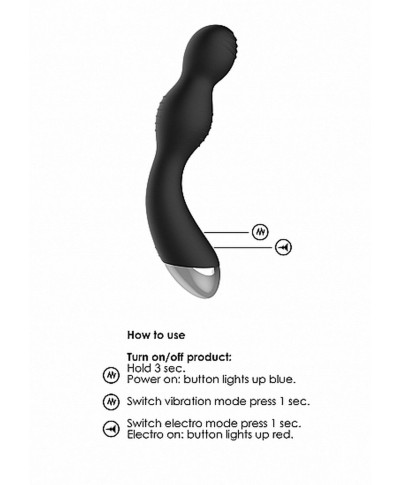 Remote Controlled E-Stim Vibrating GP-Spot Vibrator - Black