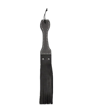 Wooden Handle Belt Whip Flogger Leather - Black