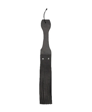 Wooden Handle Belt Whip Flogger Leather - Black