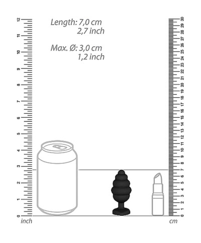 Prążkowany korek analny zatyczka plug czarny 7 cm