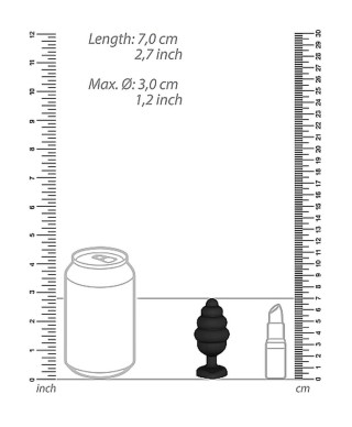 Prążkowany korek analny zatyczka plug czarny 7 cm