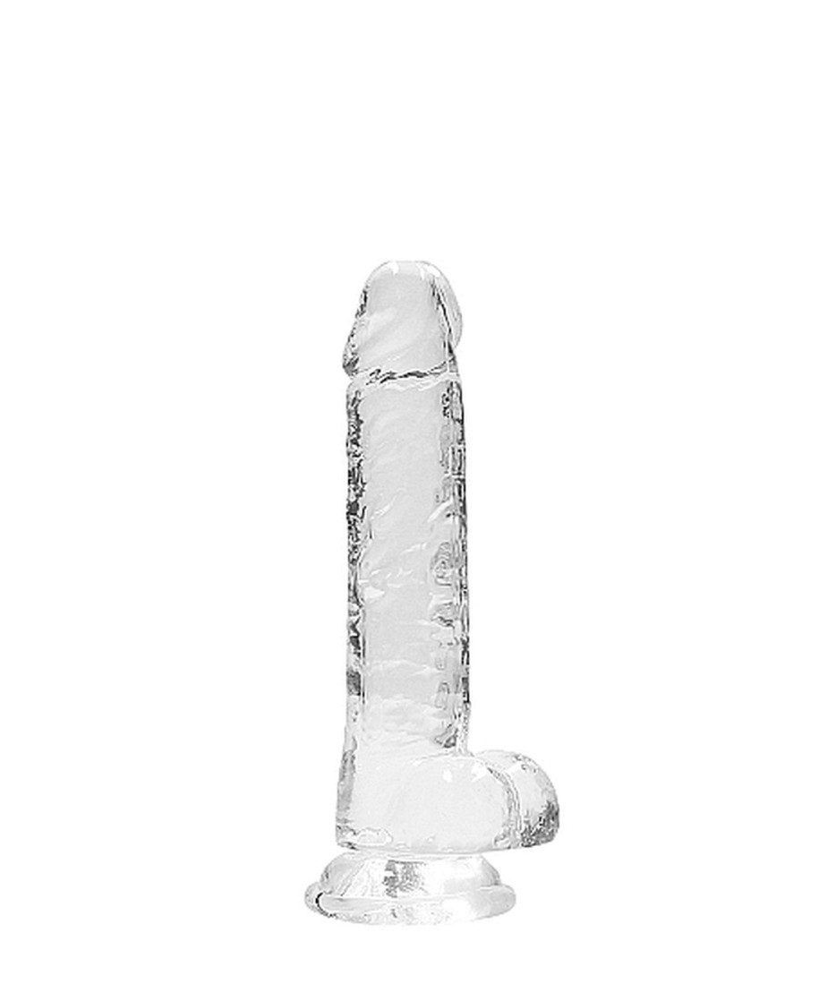 Przezroczyste dildo gumowe z prostym trzonem 19cm