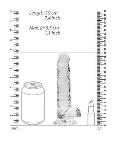 Przezroczyste dildo gumowe z prostym trzonem 19cm