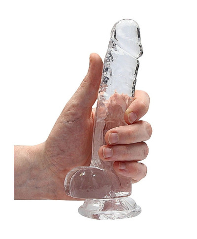 Przezroczyste dildo gumowe z prostym trzonem 19cm