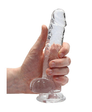 Przezroczyste dildo gumowe z prostym trzonem 19cm