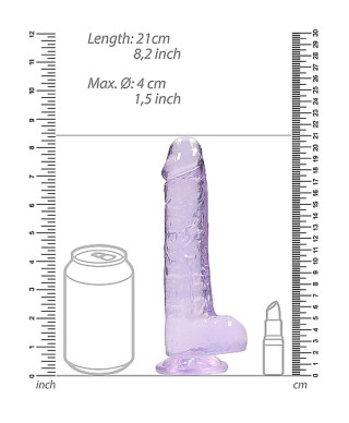 Duże fioletowe dildo z przyssawką i jądrami 21cm
