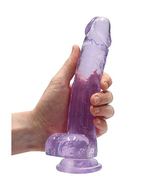 Duże fioletowe dildo z przyssawką i jądrami 21cm