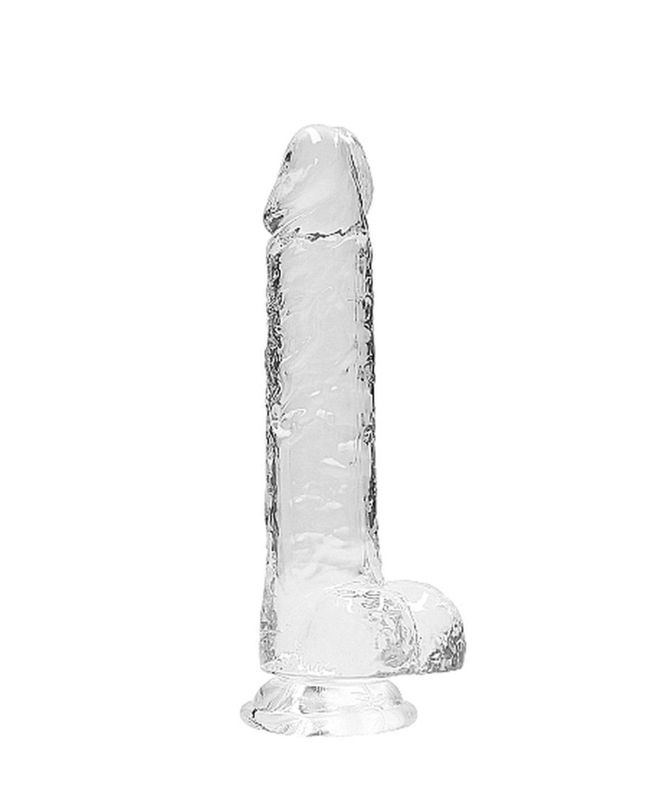 Przezroczyste dildo gumowe z prostym trzonem 21cm