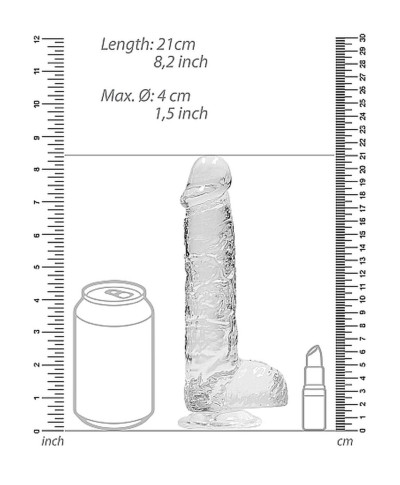 Przezroczyste dildo gumowe z prostym trzonem 21cm