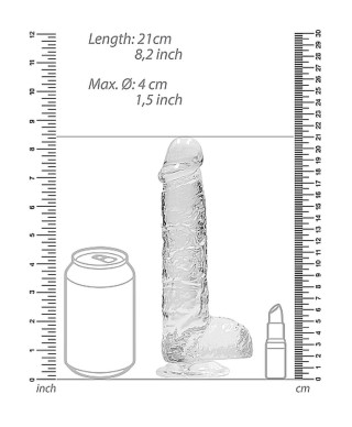 Przezroczyste dildo gumowe z prostym trzonem 21cm