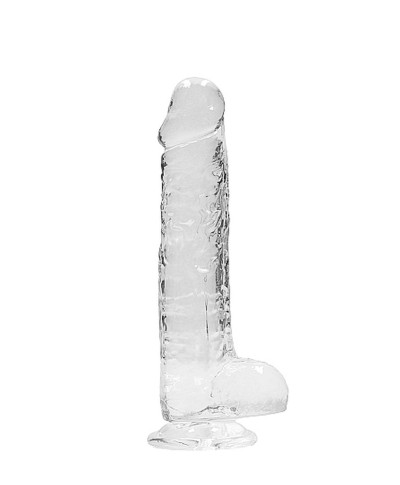 Przezroczyste dildo gumowe z prostym trzonem 21cm